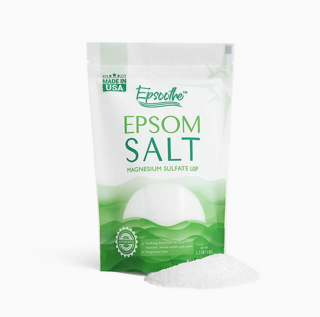 A 2.2 lb bag of Epsoothe™ Epsom salt