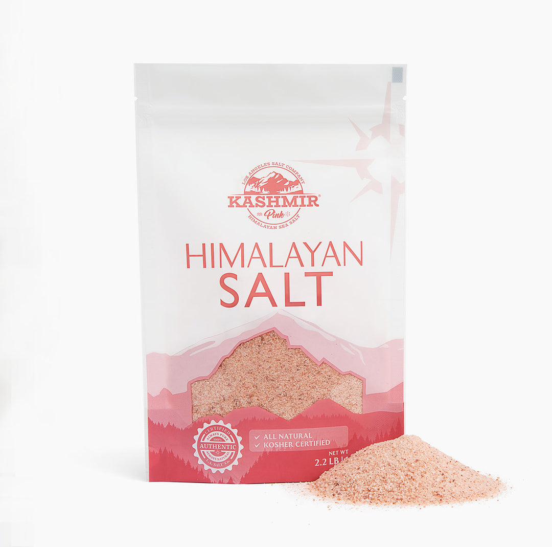 A 2.2 lb bag of Kashmir Pink® Himalayan Salt 