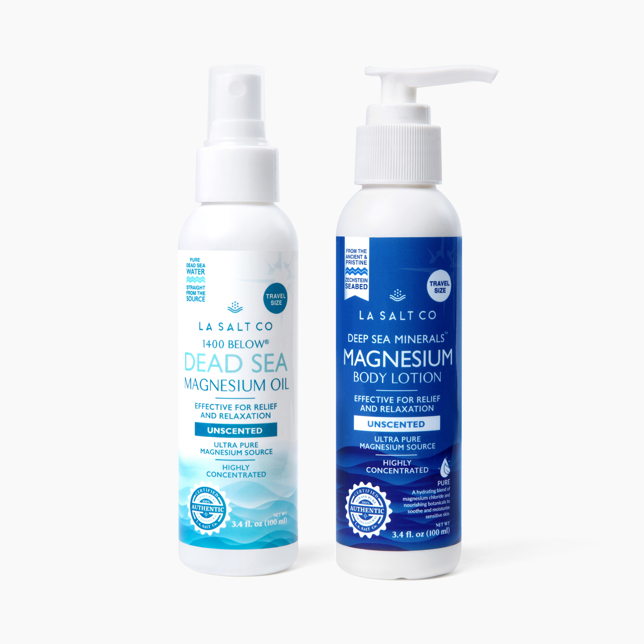 Magnesium Oil & Unscented Lotion Travel Size Duo